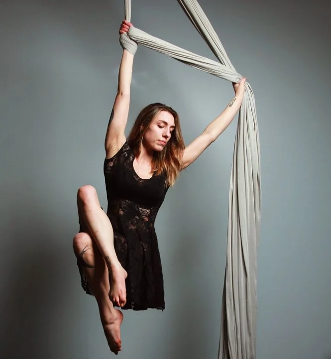 Rachael demonstrating aerial arts technique